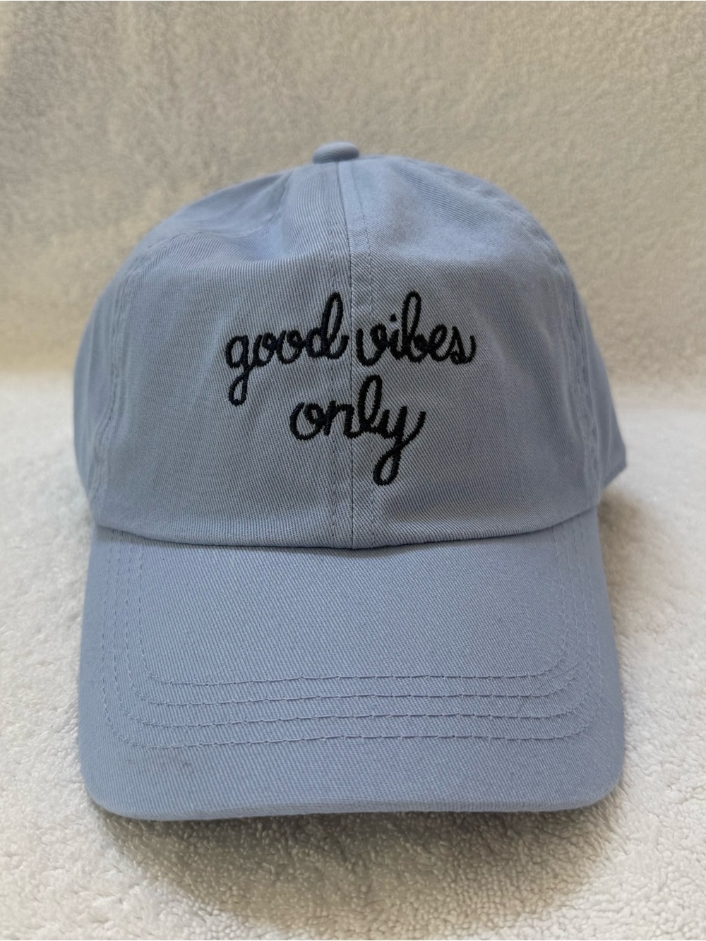 Good Vibes Only Embroidered Baseball Cap - Light Blue - Picture 1 of 8